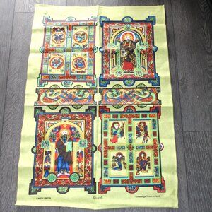 Irish Tea Towel Book of Kells Ireland Linen Vibrant